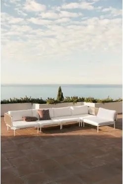 Modulaire Tuinhoekbank Van 5 Delen In Roubly-staal Beige Amandelroos - Sklum