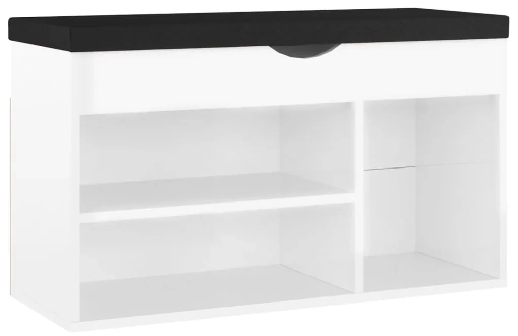 vidaXL Schoenenbank met kussen 80x30x47 cm spaanplaat hoogglans wit