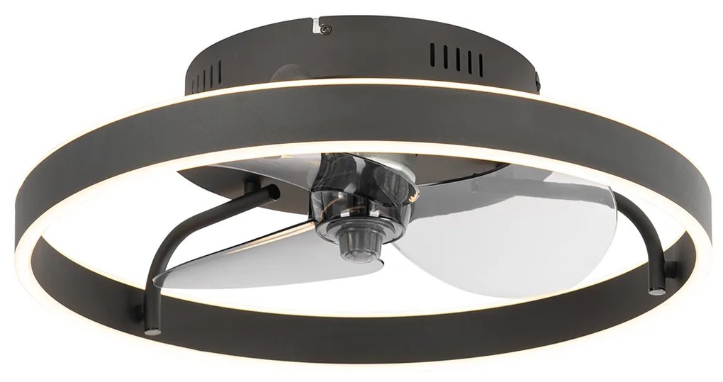 Plafondventilator met lamp zwart 50cm incl. LED dimbaar met afstandsbediening - Maddy Modern rond Binnenverlichting Lamp