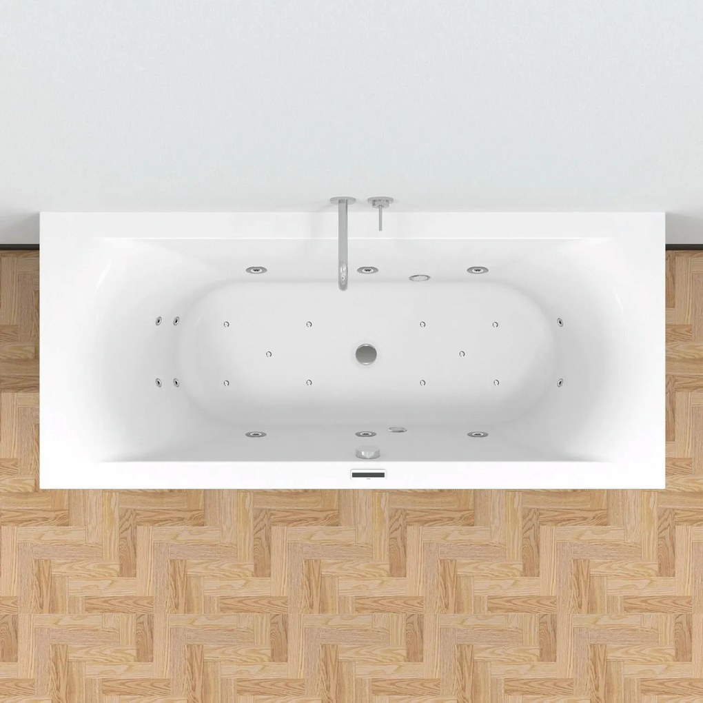 Riho Lima bubbelbad 190x90cm wit glans met touchbediening, 6 + 4 + 2 hydrojets en 10 aerojets