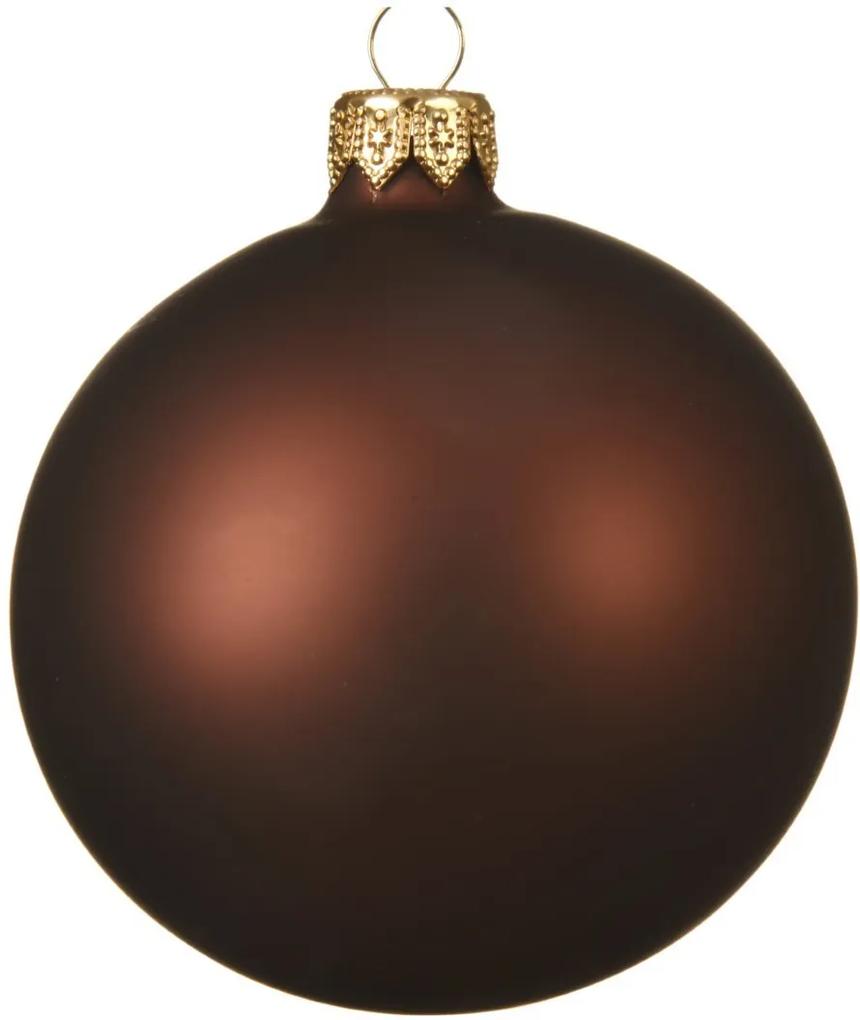 Kerstballen glas mat dia 6 cm rood bruin