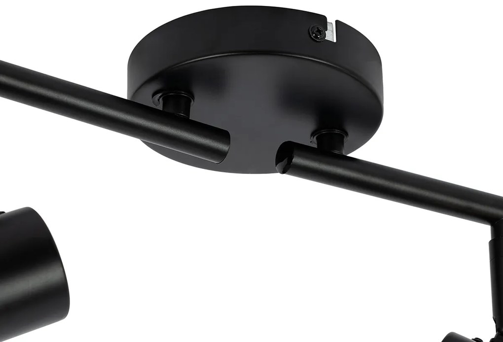 Plafondspot zwart met smoke glas 4-lichts verstelbaar - Laura