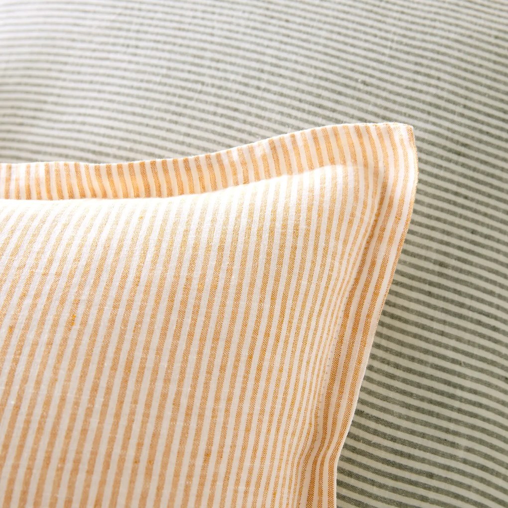 Gestreept kussensloop in gewassen linnen Limona