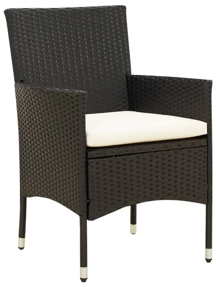 vidaXL Tuinstoelen 2 st met kussens poly rattan zwart