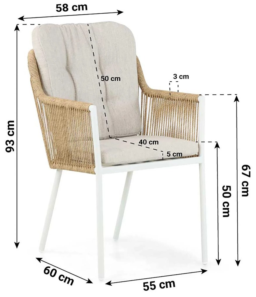 Tuinstoel Aluminium/rope Wit Hartman Cairo