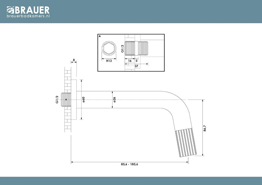 Brauer Stripe inbouw fonteinkraan RVS geborsteld PVD