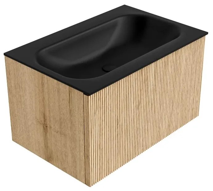 Mondiaz Kurve 70cm badmeubel oak met 1 lade en wastafel big small midden 1 kraangat urban