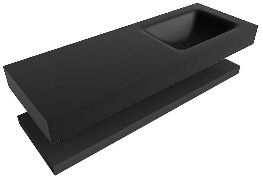 Zaro Alan badmeubel 130cm met planchet urban en vrijhangende wastafel cloud rechts 1 kraangat urban