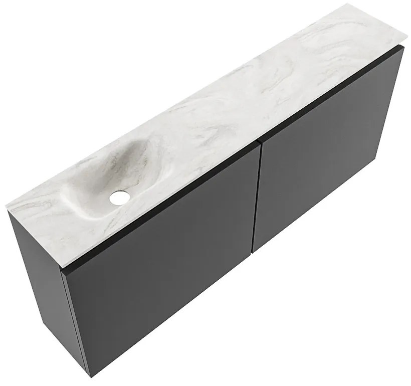 Mondiaz Ture DLux toiletmeubel 120cm dark grey met wastafel ostra links zonder kraangat