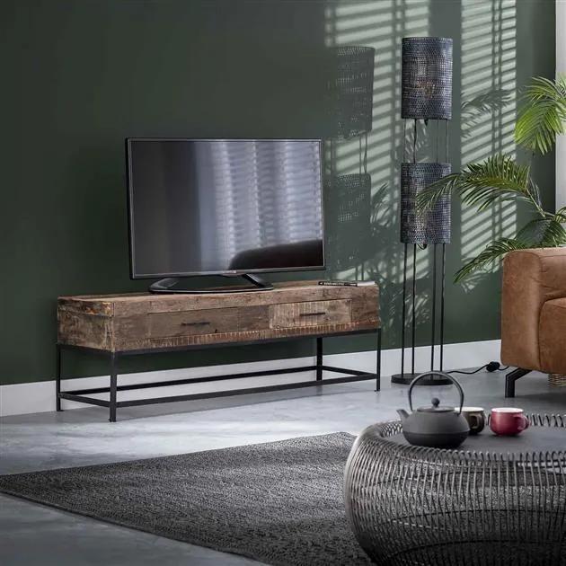 Dimehouse | TV Meubel Zeth breedte 135 cm x diepte 40 cm x hoogte 46 cm bruin tv-meubels hardhout kasten meubels | NADUVI outlet