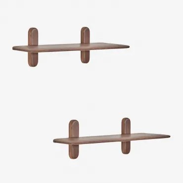 Set Van 2 Houten Wandplanken Veleta ↔︎ 80 Cm & Donker Acaciabruin - Sklum