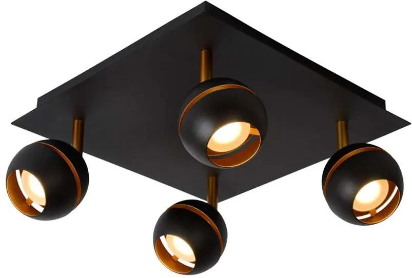 Lucide plafondspot Binari 4 LED - zwart - Leen Bakker