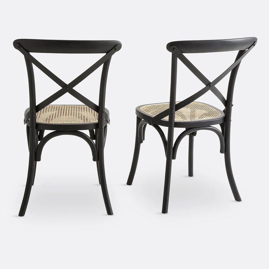 Set van 2 stoelen, hout en riet Cedak