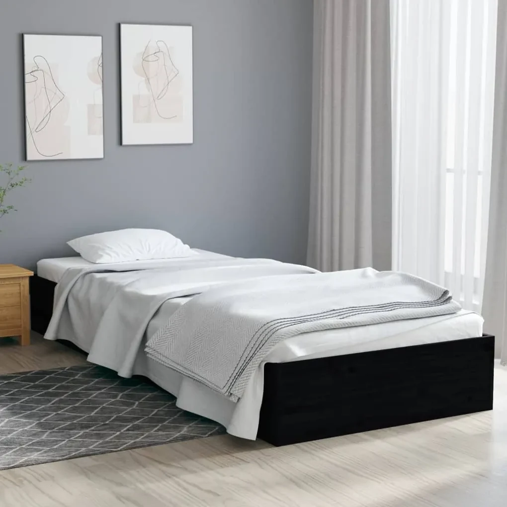 vidaXL Bedframe massief hout zwart 90x190 cm 3FT Single
