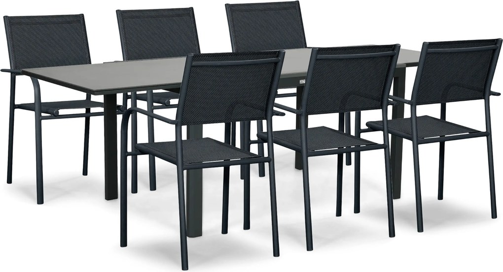 Tuinset 6 personen 140 cm Aluminium Grijs Presto Brentino/Montaro