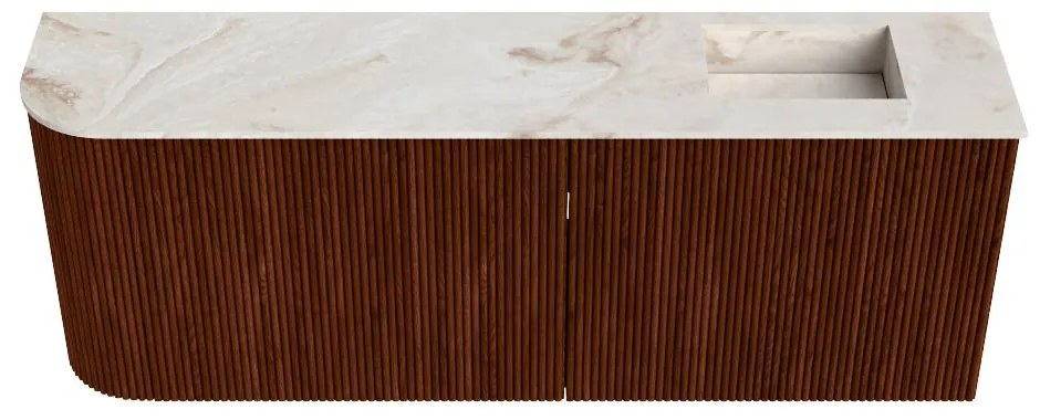 Mondiaz Joya DLux 110cm toiletmeubel ronding links ruby met wastafel faye rechts zonder kraangat frappe