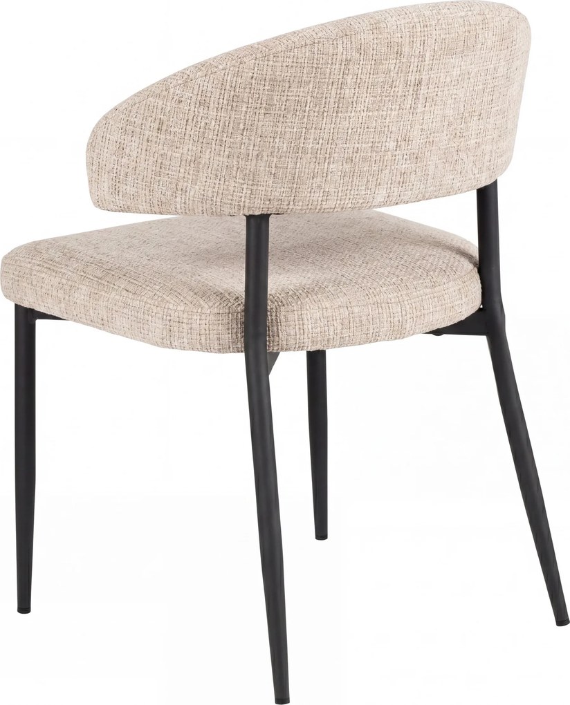 IRIS Beige (stof Juto 4) / zwart onderstel – MODERNE GESTOFFEERDE STOEL VOOR WOONKAMER/EETKAMER BOHO
