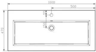 Lambini Designs Varese wastafel keramiek 100cm met kraangat wit glans