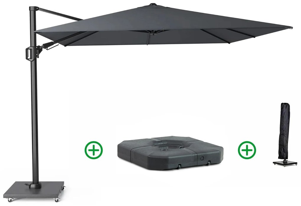 Platinum Challenger zweefparasol 3x3m T2 (incl. voet + hoes) anthracite