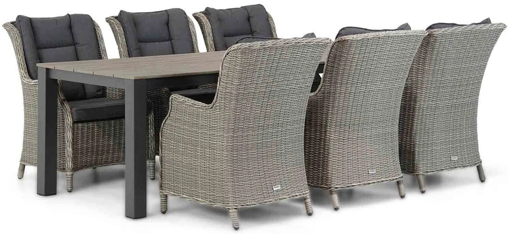 Tuinset 6 personen 240 cm Wicker Grijs Garden Collections Aberdeen/Valley