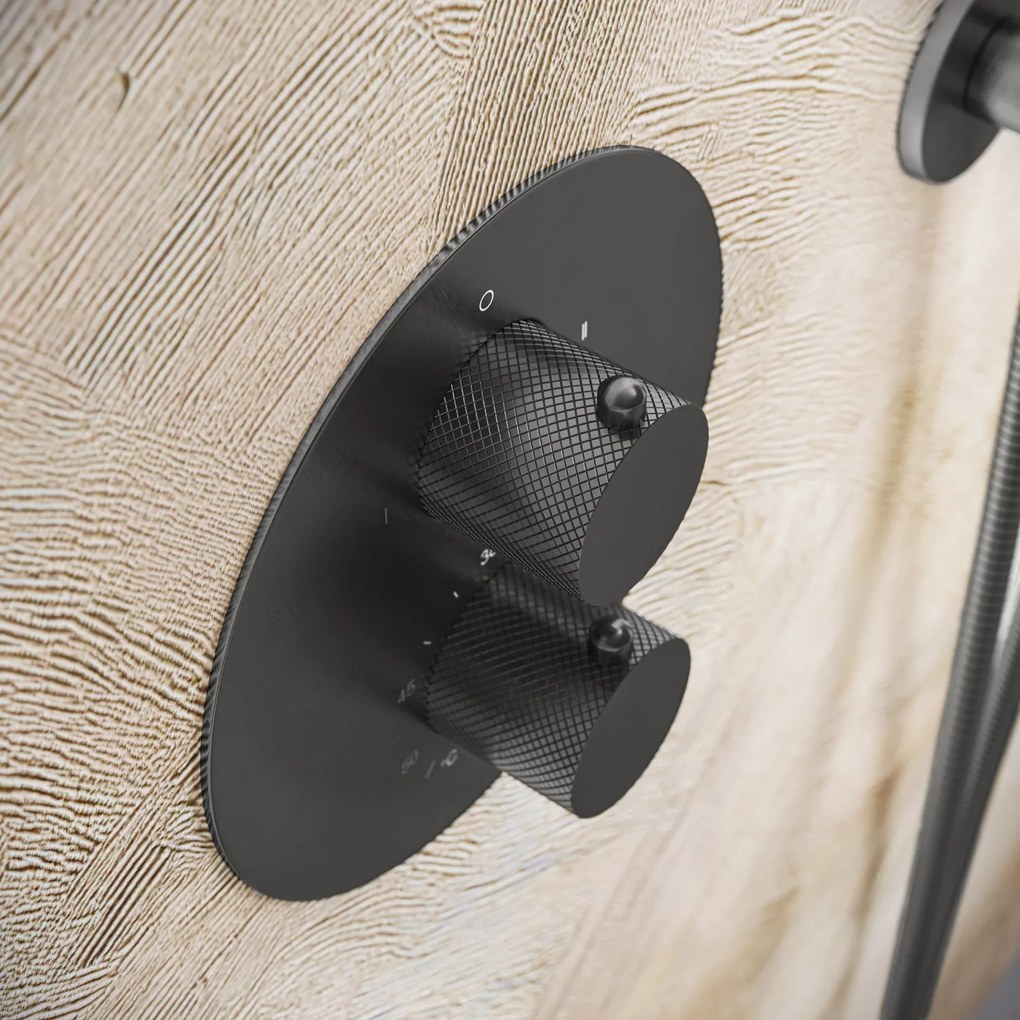 Saniclear Iron Curved rond inbouw thermostaat met inbouwdeel verouderd ijzer - gunmetal