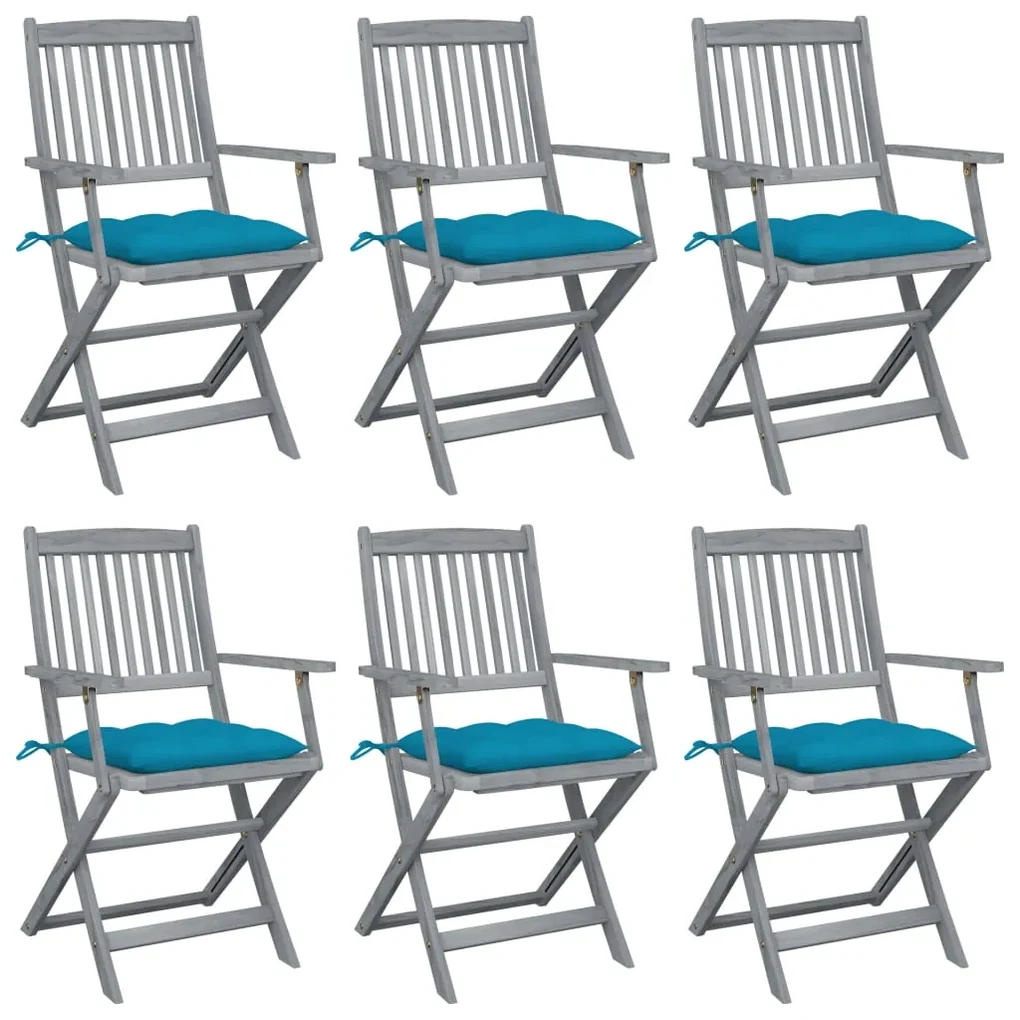 vidaXL Tuinstoelen 6 st inklapbaar met kussens massief acaciahout