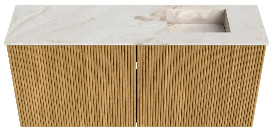 Mondiaz Joya DLux 90cm toiletmeubel oak met wastafel faye rechts zonder kraangat frappe
