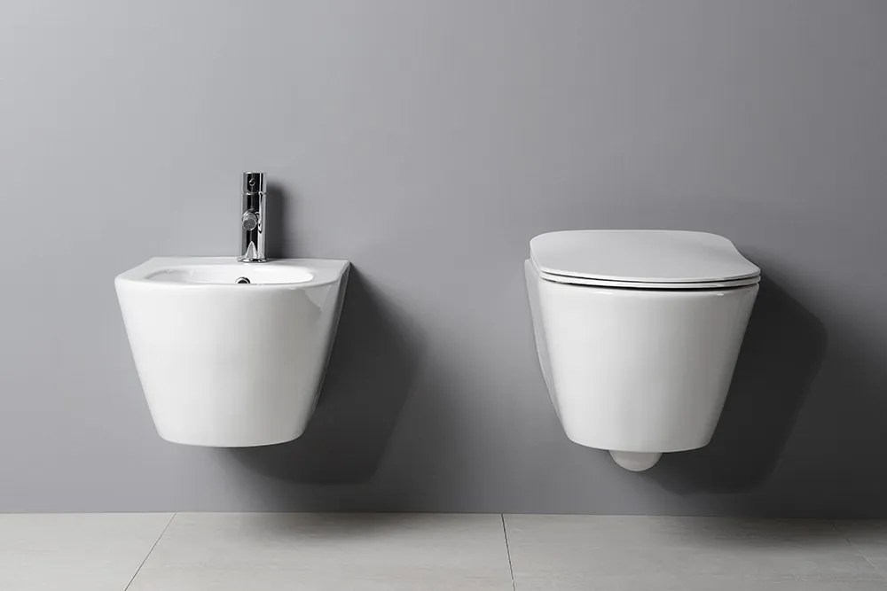 Sapho Avva wandbidet met overloop en kraangat wit