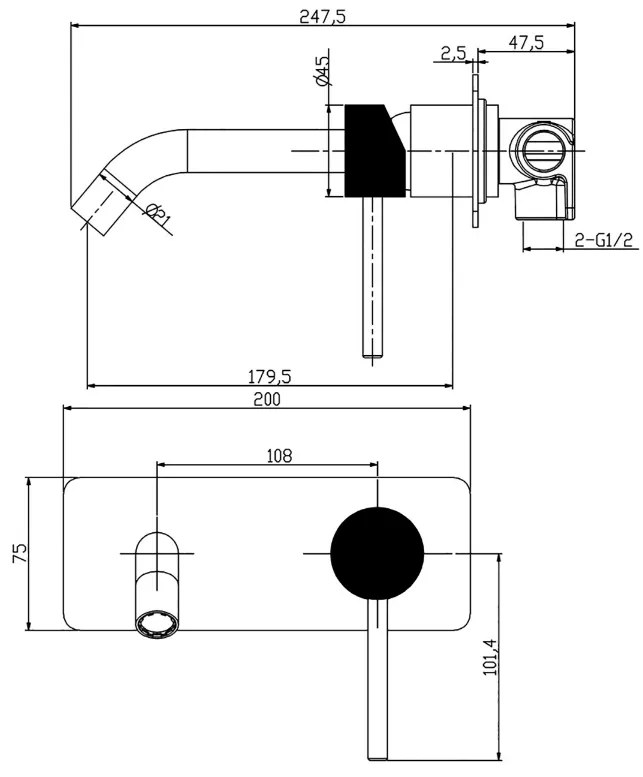 Mueller Clyde inbouw wastafelmengkraan PVD-coating chroom