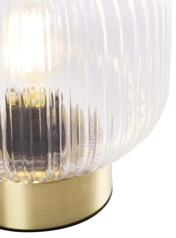 Art Deco tafellamp messing met glas - Karel Art Deco E27 rond Binnenverlichting Lamp