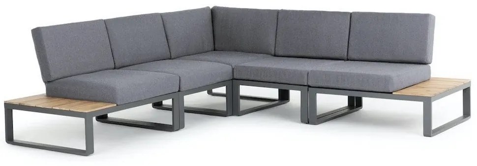 Faro hoek loungeset modulair 5 delig antraciet aluminium