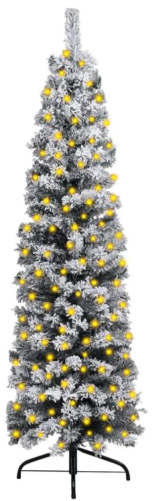 vidaXL Kerstboom met LED's en sneeuwvlokken smal 120 cm PVC groen
