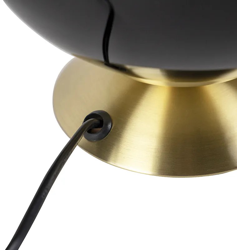 Art deco tafellamp messing met zwart glas - Pallon