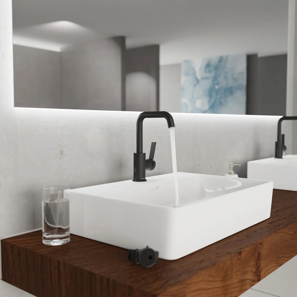 Schutte Los angeles wastafelkraan met draaibare uitloop zwart mat