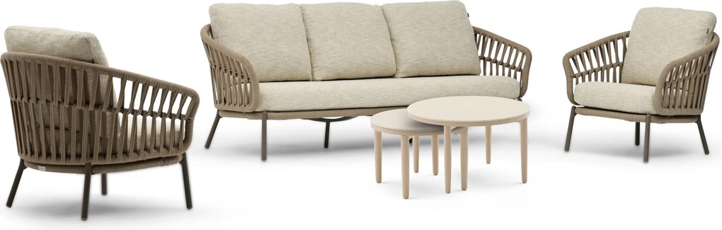 Stoel en Bank Loungeset 5 personen Rope Zand/Beige Coco Elara/Ibiza