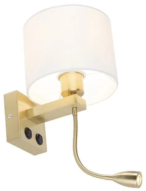 LED Art Deco wandlamp goud met witte kap - Brescia Modern, Art Deco E27 rond Binnenverlichting Lamp