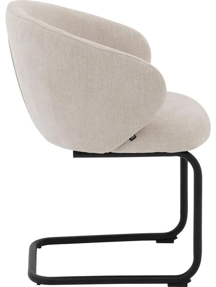 Goossens Stoel Noomi beige stof met armleuning,