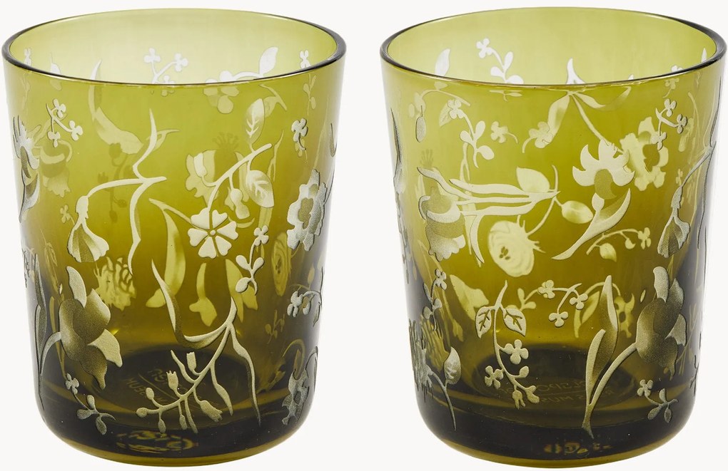 Mondgeblazen tumblers Scattered Flowers, 2-delig