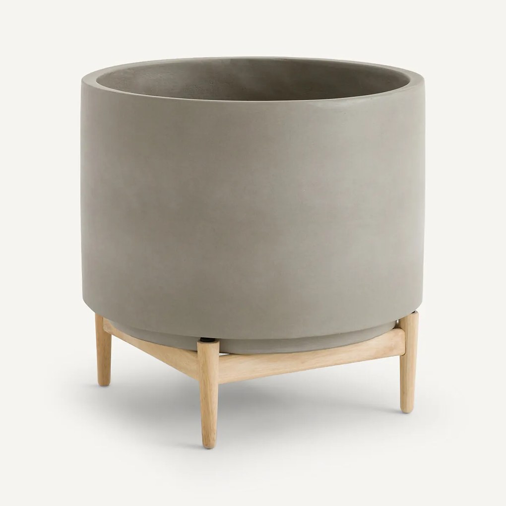 Bloempot op poot in hevea, H45cm, Florian