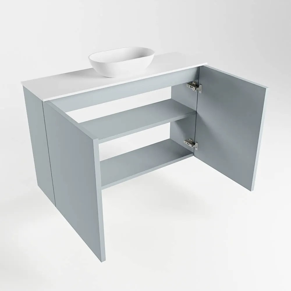 Mondiaz Fowy toiletmeubel 80cm clay met witte waskom midden en kraangat