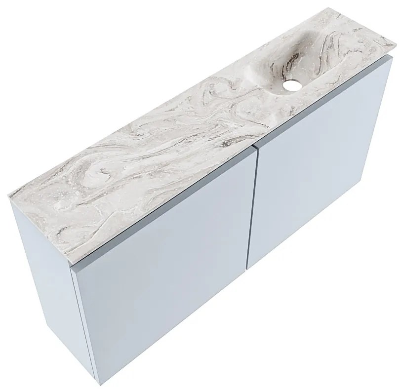 Mondiaz Ture DLux toiletmeubel 100cm clay met wastafel glace rechts met kraangat