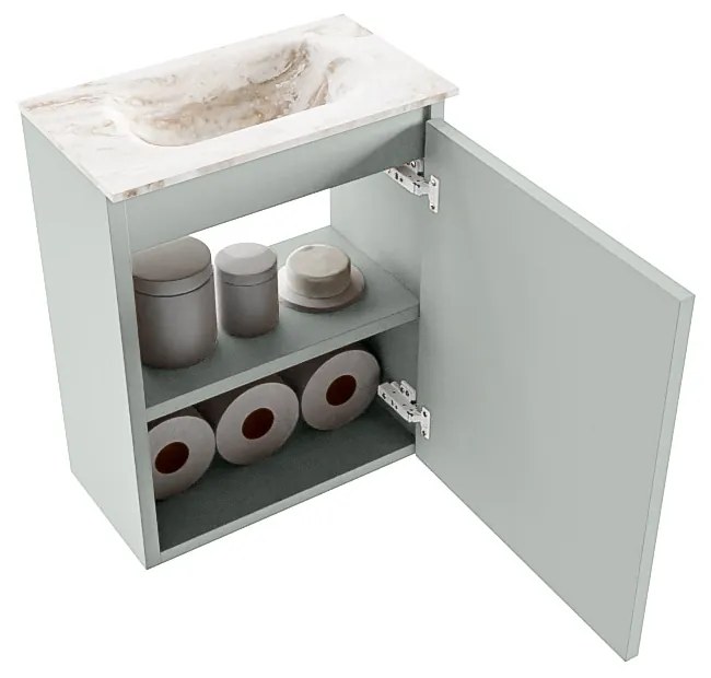 Mondiaz Ture DLux toiletmeubel 40cm greey met wastafel frappe midden zonder kraangat