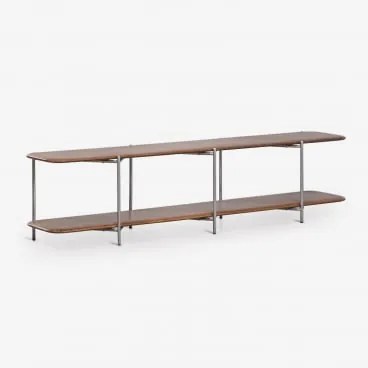 Vimara Tv-meubel 180x40 Cm Van Mangohout En Roestvrij Staal Donker Handvat Hout - Sklum