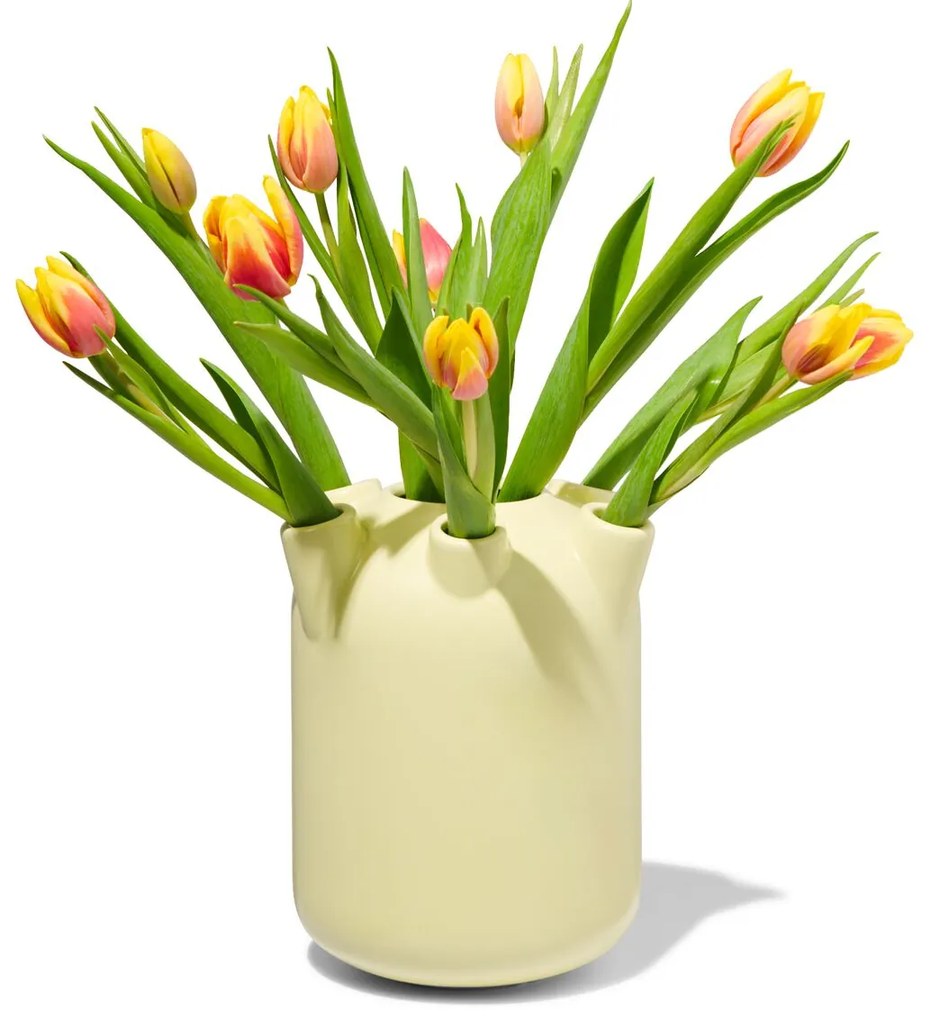 HEMA Tulpenvaas Ø18.5x22 Keramiek Geel (geel)