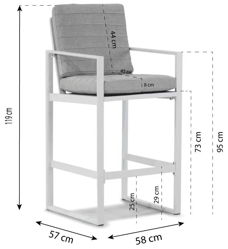 Barstoel Aluminium Wit Santika Zaga  wit