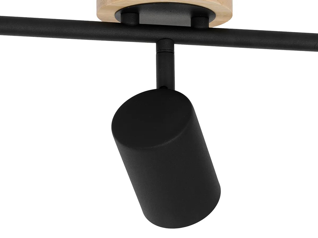 Moderne Spot / Opbouwspot / Plafondspot zwart met hout kantelbaar 3-lichts - Jeana Modern, Industriele / Industrie / Industrial GU10 Binnenverlichting Lamp