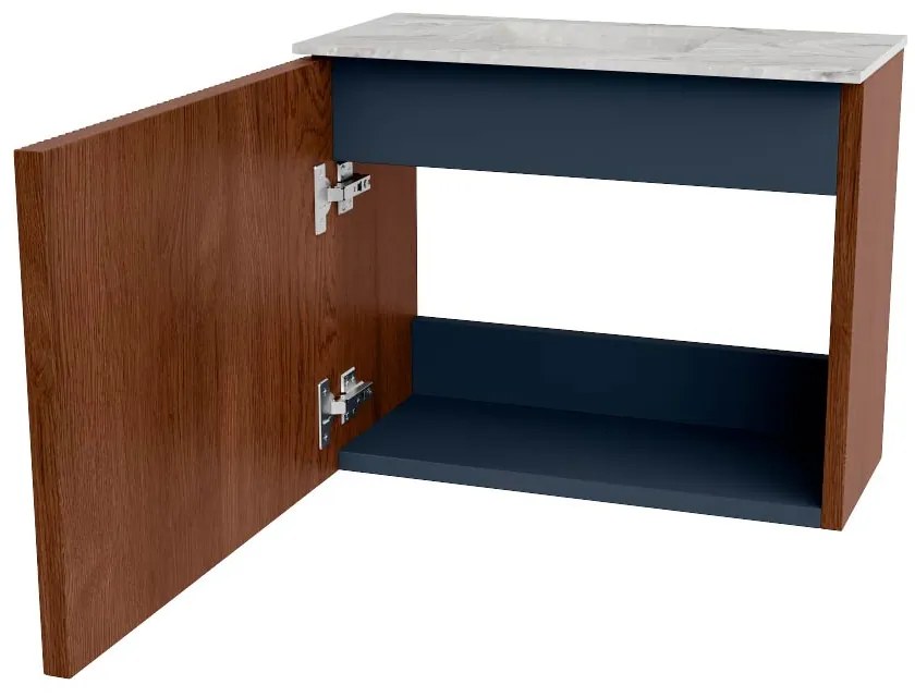 Mondiaz Joya DLux 50cm toiletmeubel ruby met wastafel faye links 1 kraangat glace
