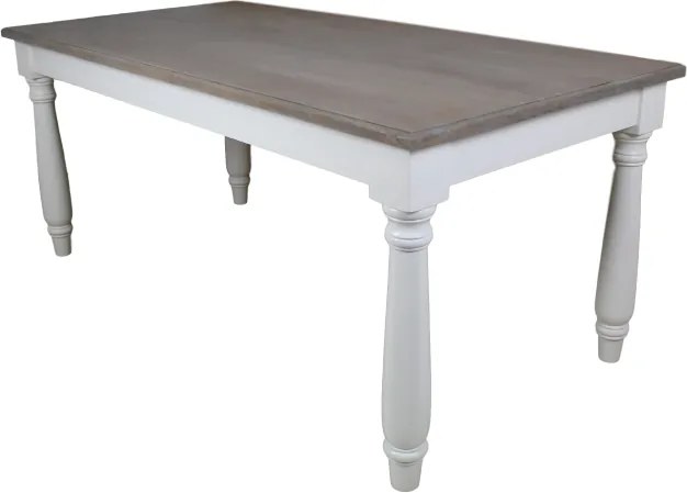 Brocante Eettafel - 200x100 cm - oud grijs/wit