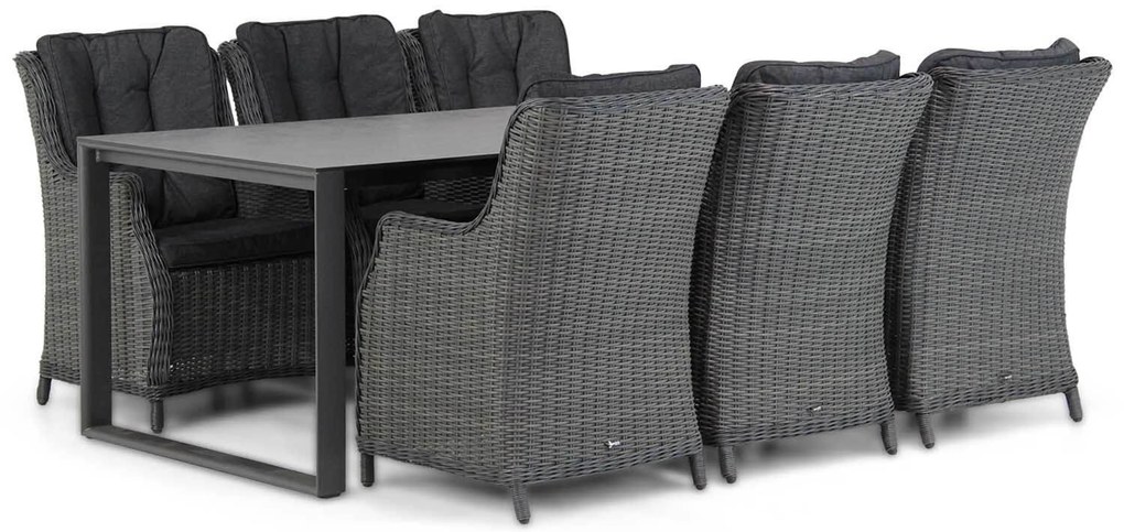 Tuinset 6 personen 220 cm Wicker Zwart Garden Collections Buckingham/Zaga