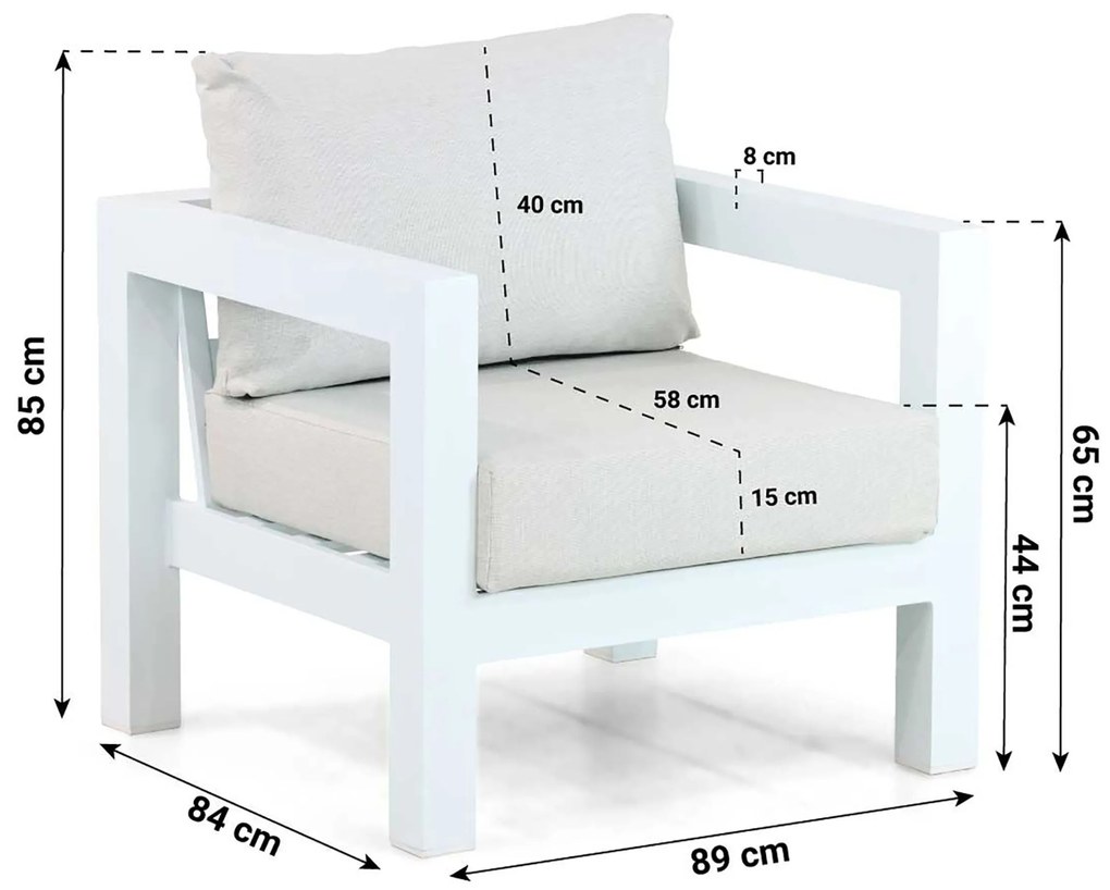 Tuinstoel Aluminium Wit Lifestyle Garden Furniture Luca